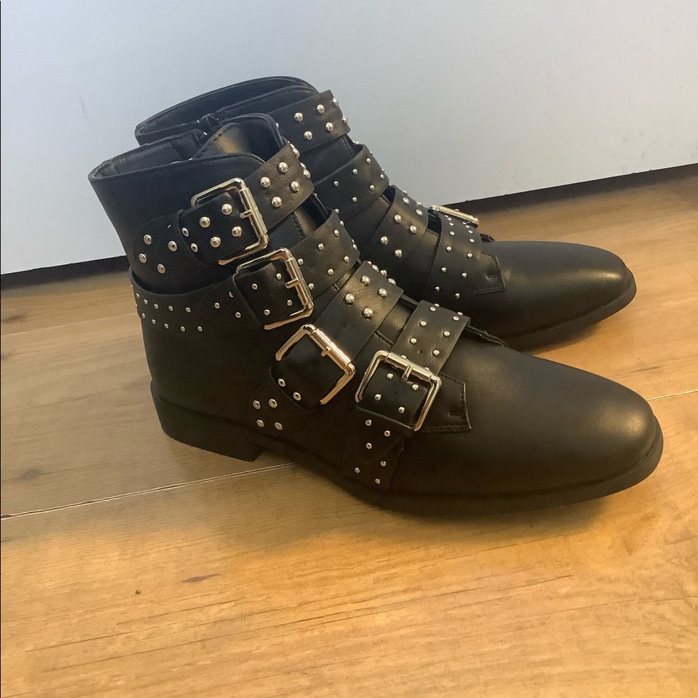 Studded strap boots